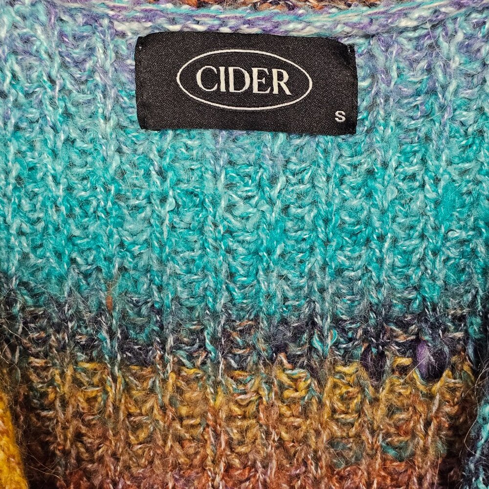 Cider Chunky Knit Multicolor Oversized Cardigan Sweater Small Toggle Pocket - Picture 4 of 8